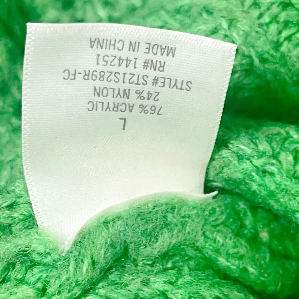2/$30 Mi Ami Green V-neck Cable  Boxy Sweater Large - Picture 4 of 4